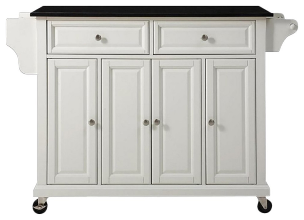 Catania Modern / Contemporary Black Granite Top Kitchen Cart In White ... with regard to Beyond the Basics Unveiling Hidden Features of Catania Kitchen Carts