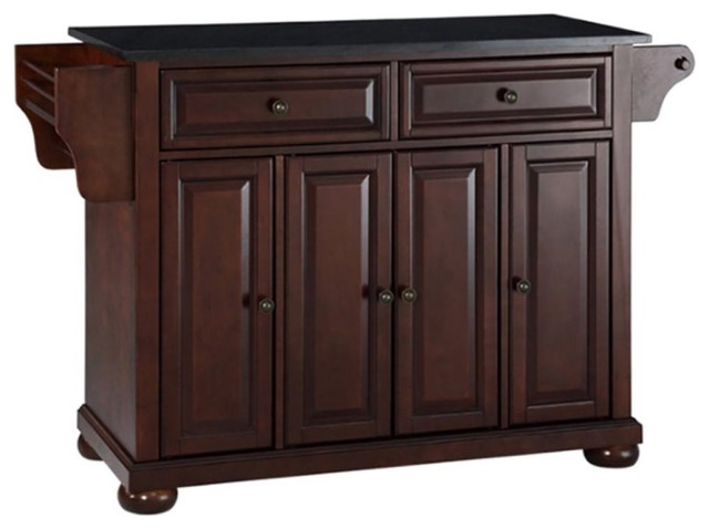Catania Modern / Contemporary Black Granite Top Kitchen Island In ... regarding Catania Modern Black Granite Top Portable Kitchen Island In Mahogany