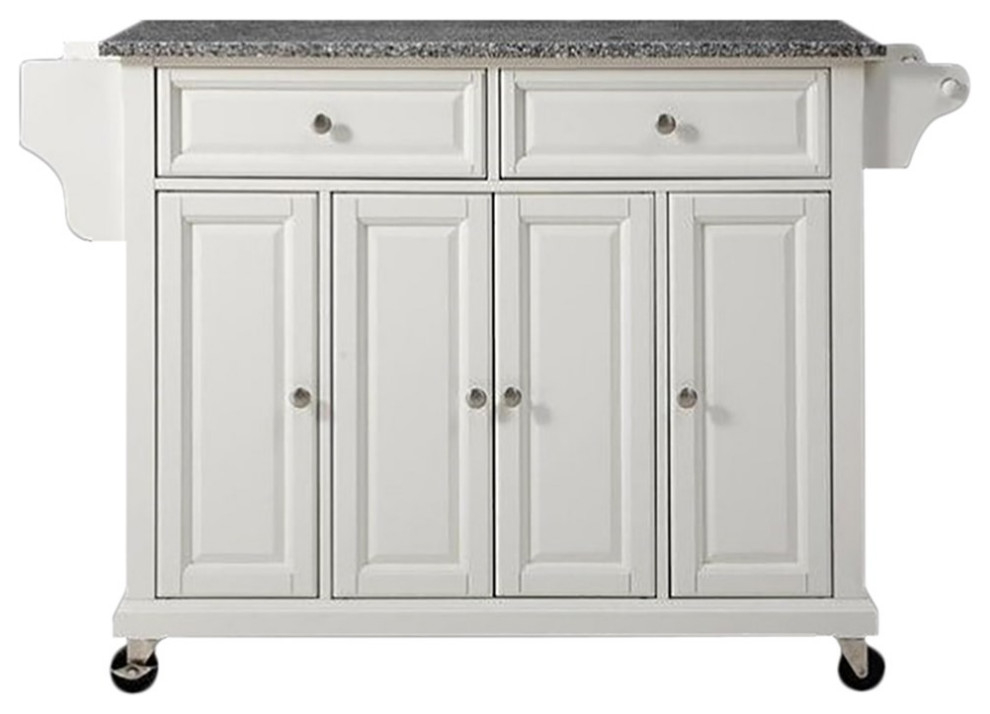 Catania Modern / Contemporary Gray Granite Top Kitchen Cart In White ... with Catania Modern Gray Granite Top Portable Kitchen Island In Black