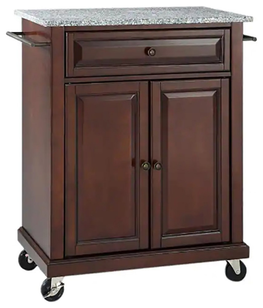 Catania Modern Gray Granite Top Portable Kitchen Cart In Mahogany ... in Catania Modern Gray Granite Top Portable Kitchen Island In Mahogany