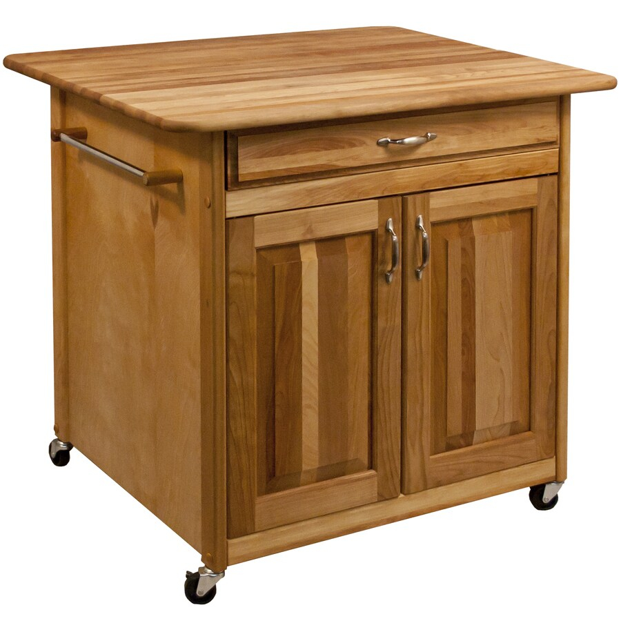 Catskill Craftsmen 36-In L X 30-In W X 34.5-In H Natural Birch Kitchen ... throughout Black And Natural 36" Kitchen Island With Storage