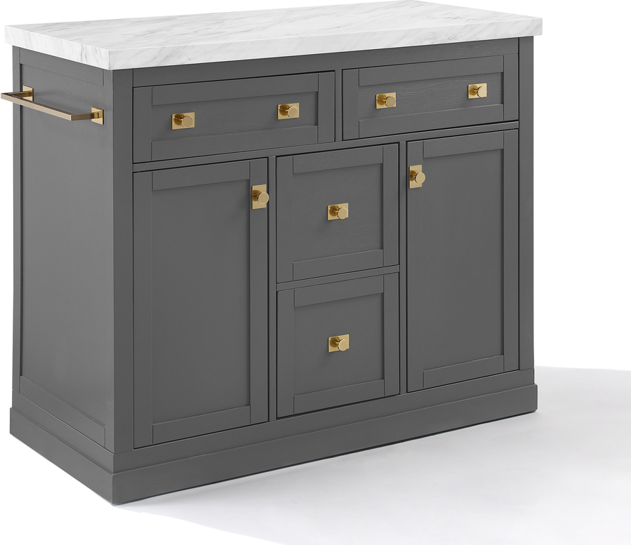 Claire Kitchen Island In Gray And White Marble By Crosley Brands ... within Claire Kitchen Island