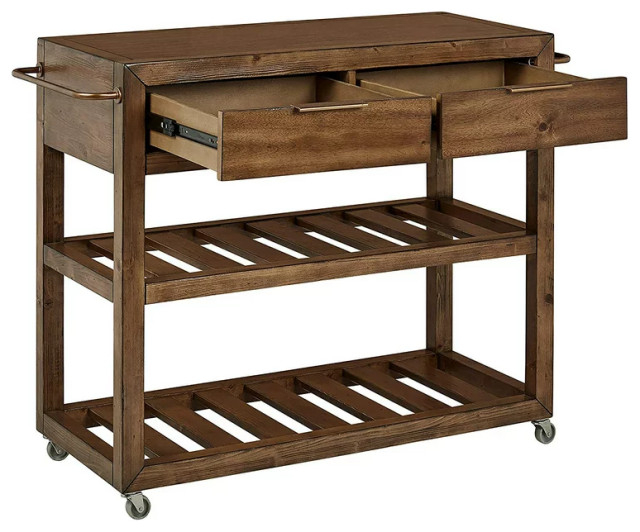 Classic Kitchen Cart, Slatted Shelf & 2 Drawers With Golden Hardware ... regarding Unveiling the Charm of a Classic Kitchen Cart Your Ultimate Guide