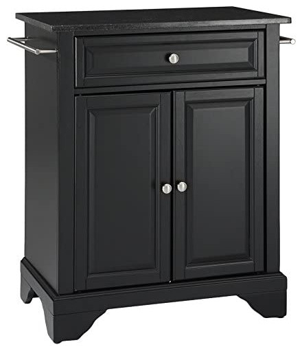 Classic Kitchen Island, Black Granite Top & Large Cabinet With ... throughout Classic Kitchen Island, Black Granite Top & Large Cabinet With Adjustable Shelf