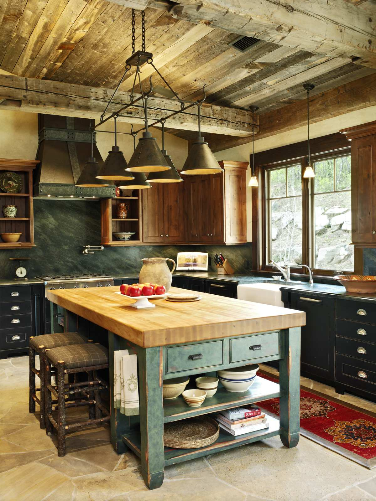 Classic Kitchen Island - Kitchen Info within Classic Kitchen Island, Framed Doors With Natural Wooden Top, Vintage Mahogany