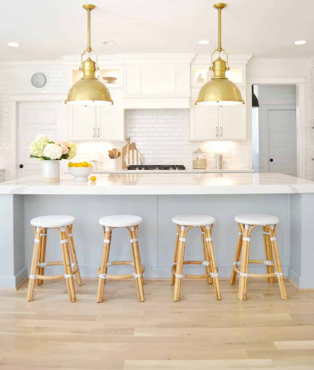 Coastal Kitchen Ideas + Our Kitchen Details - Chrissy Marie Blog with Coastal Kitchen Island, Grooved Doors & Upper Storage Drawers, White/Dark Brown