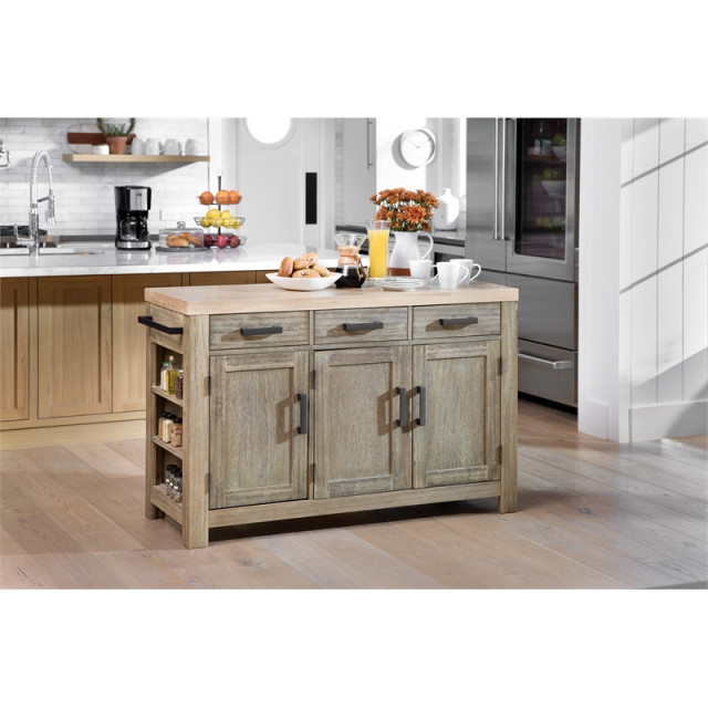 Cocina Kitchen Island In Natural With Spice Rack And Engineered Wood ... in Creating Your Dream Kitchen with a Natural Cocina Island