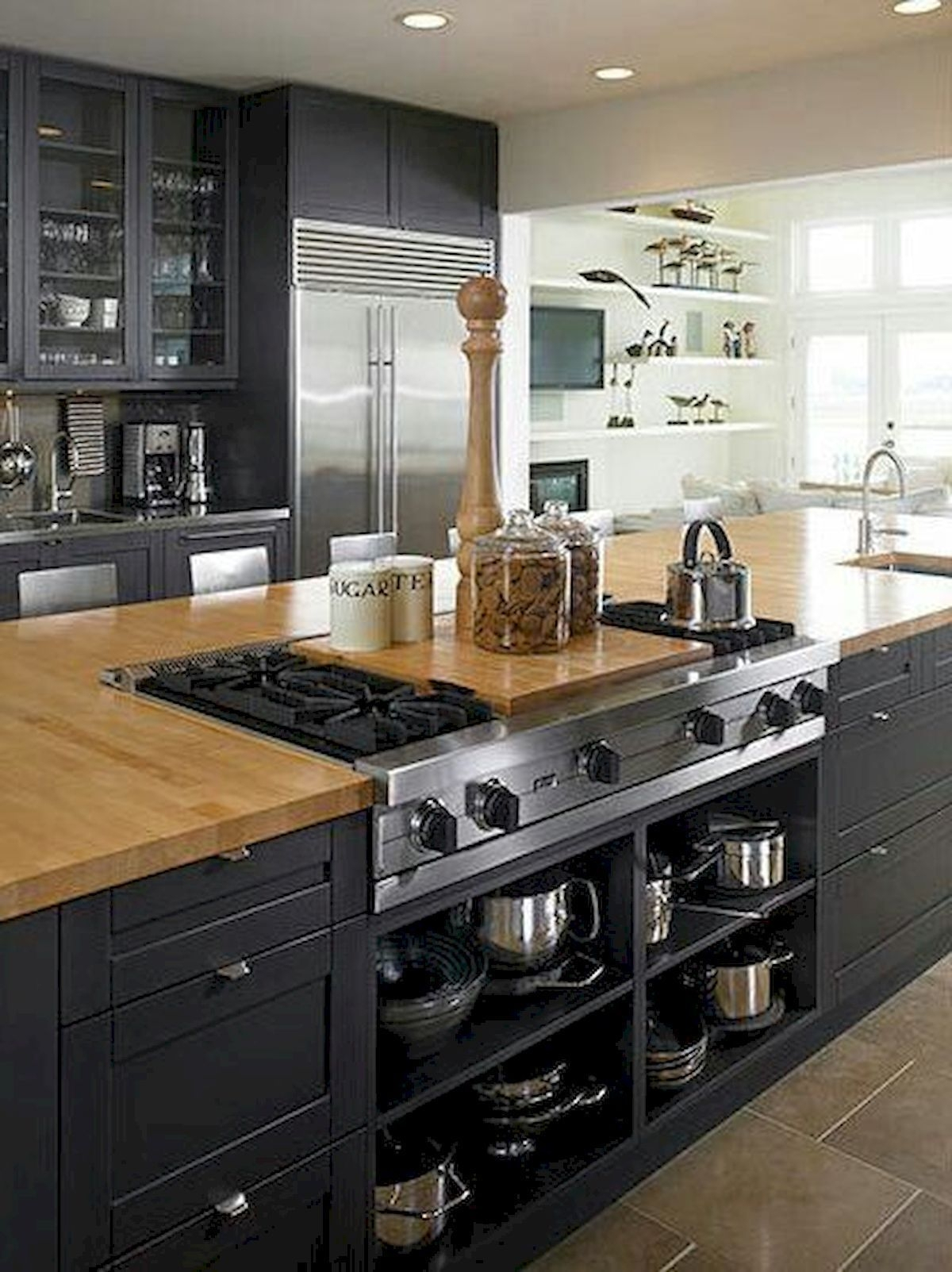 Color Story Black Butcher Block Kitchen Island - Things In The Kitchen regarding Color Story Black Butcher Block Kitchen Island