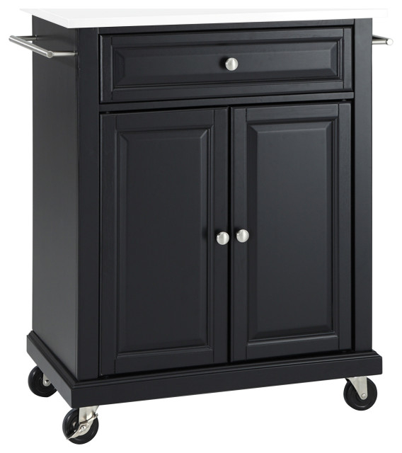 Compact Granite Top Kitchen Cart - Transitional - Kitchen Islands And ... within Compact Granite Top Kitchen Cart, Mahogany/White
