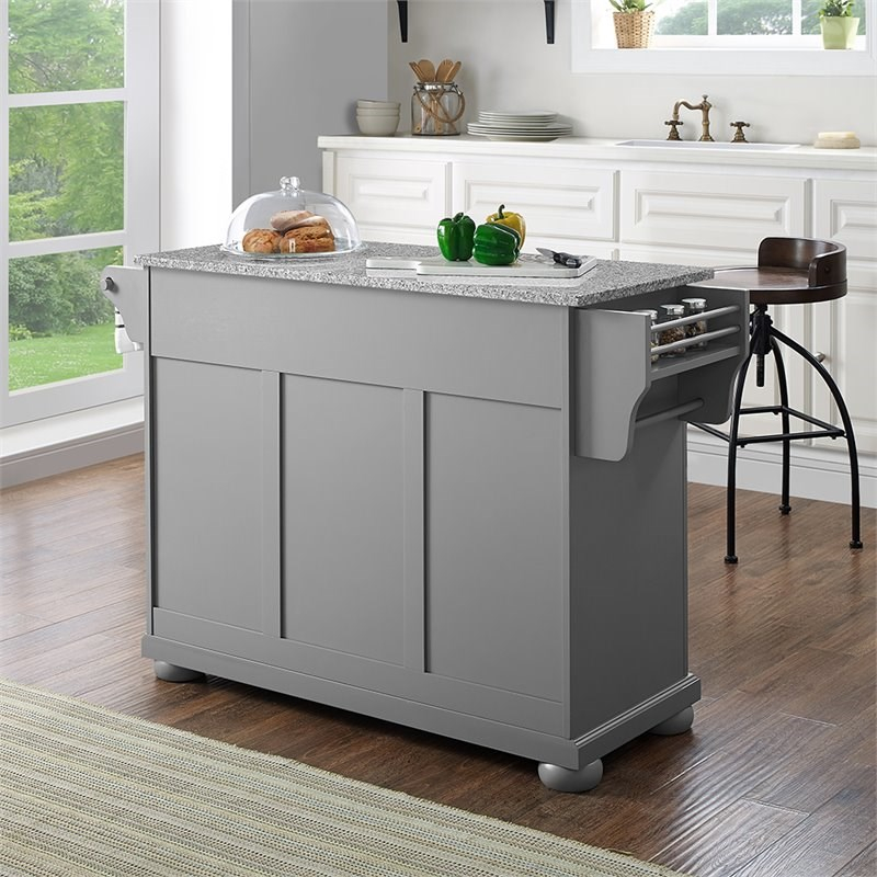 Crosley Alexandria Gray Granite Top Kitchen Island In Vintage Gray ... for Alexandria Granite Top Kitchen Island/Cart Gray/Gray