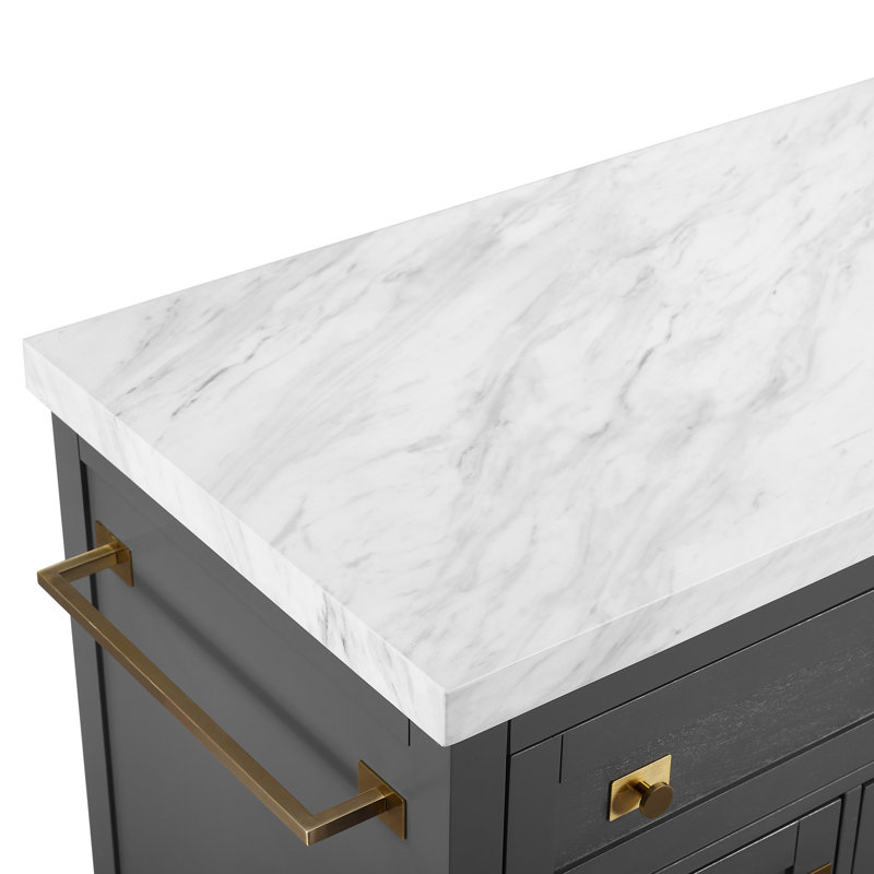 Crosley Claire Kitchen Island With Solid + Manufactured Wood Top | Wayfair throughout Claire Kitchen Island