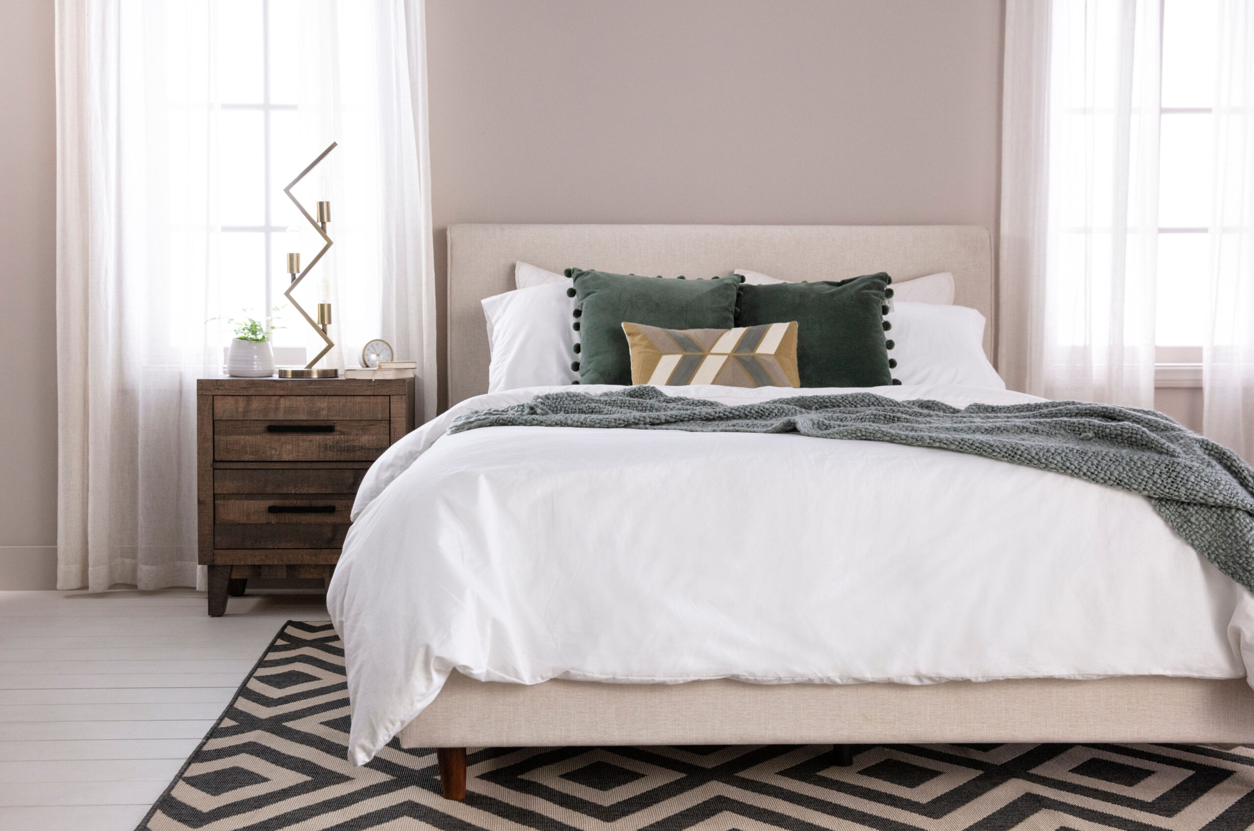 Dean Sand Queen Upholstered Panel Bed - Talavera Garden Decor regarding Dean Sand Full Upholstered 4 Piece Bedroom Set With Madison White Ii Dresser Chest & 2 Drawer Nightstand