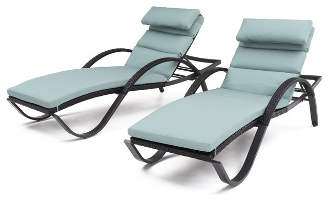 Deco 2 Piece Aluminum Outdoor Patio Chaise Lounges Chair - Tropical ... pertaining to Aluminum Outdoor Patio Chaise Lounge Chair Set Of 2