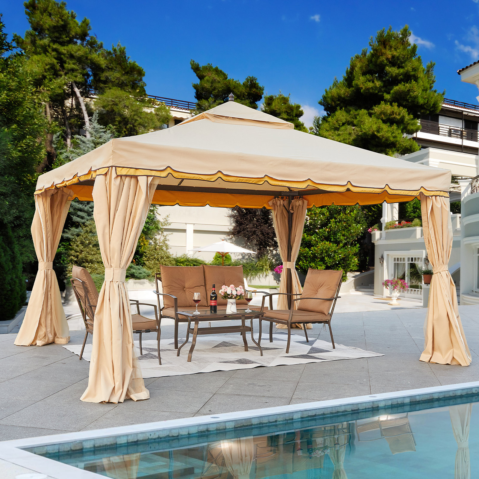 Erommy 12 Ft. W X 10 Ft. D Metal Patio Gazebo & Reviews | Wayfair pertaining to Weathering the Storm with Your Himari Gazebo Durability Insights