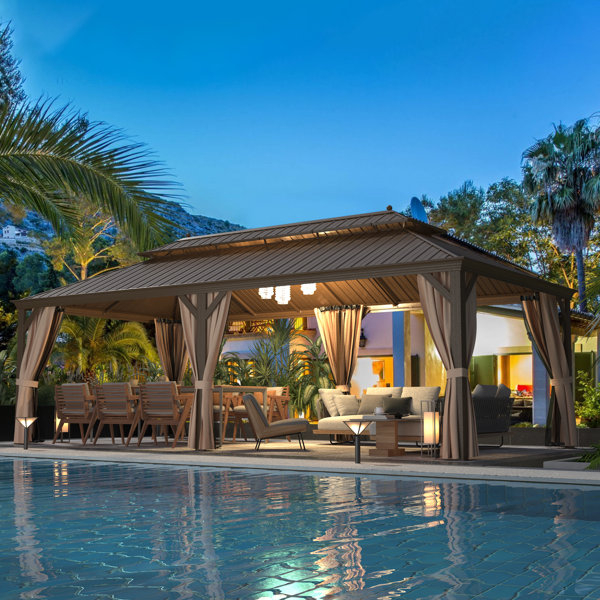 Erommy 24 Ft. W X 12 Ft. D Steel Patio Gazebo | Wayfair pertaining to Building Your Dream Backyard A Step by Step Look at Veshali Gazebo Installation