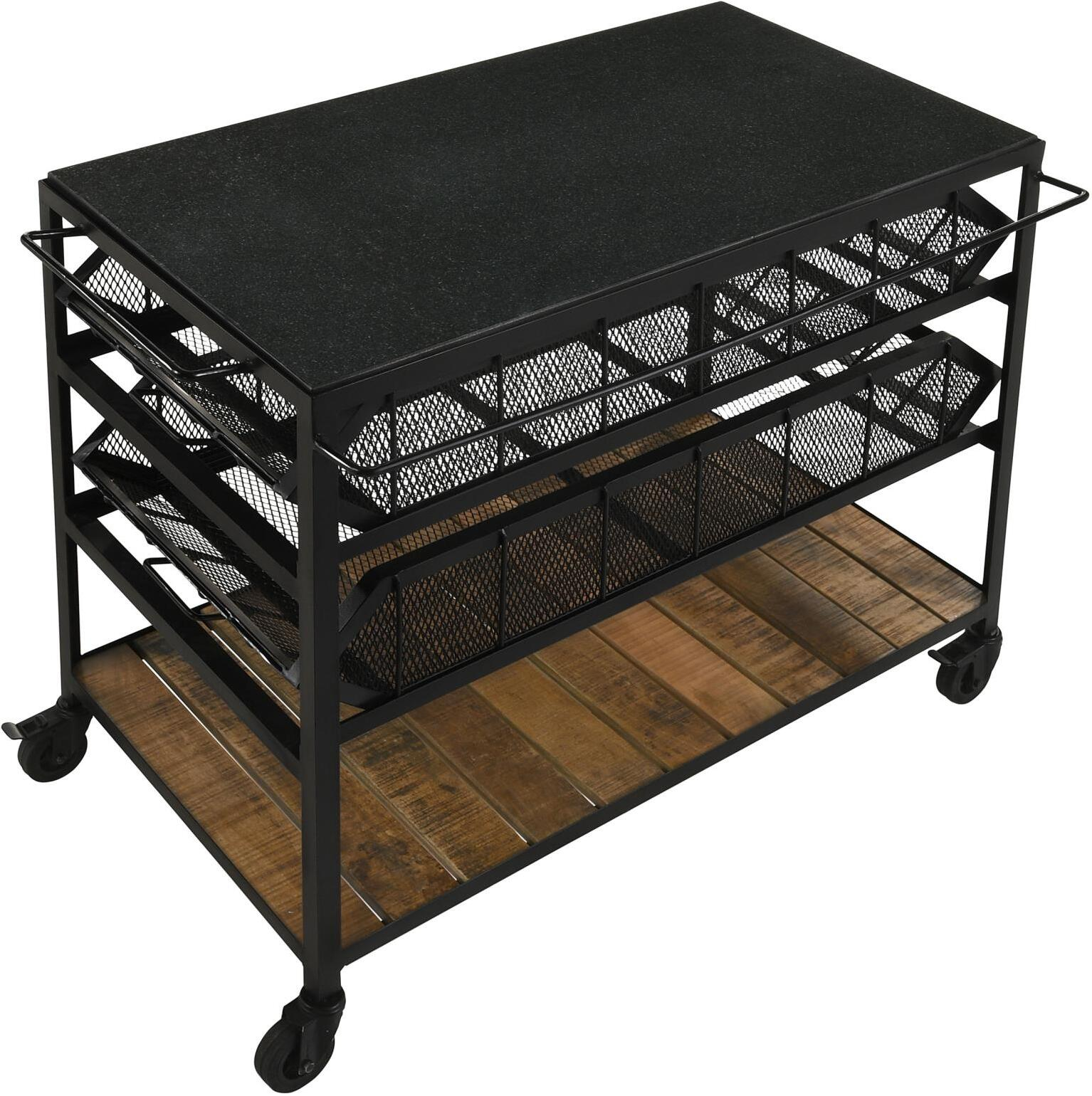Evander Accent Storage Cart With Casters In Natural And Black By ... throughout Coaster Evander Metal Frame Accent Storage Cart With Casters Natural And Black