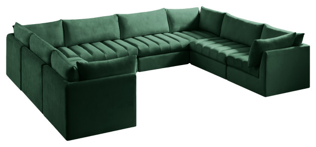 Jacob Velvet Upholstered U-Shaped Modular Sectional - Contemporary ... with Jacob Velvet Upholstered 3-Piece Modular Sofa, Green