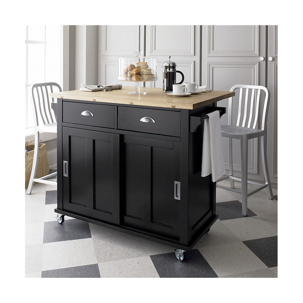 Kitchen Island On Casters, Portable Kitchen Island, Kitchen Island ... in Black And Natural 36" Kitchen Island With Storage