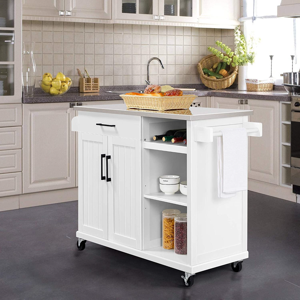 Kitchen Island Utility Cart With Stainless Steel Countertop At Arthur ... within Astor 35" Kitchen Cart
