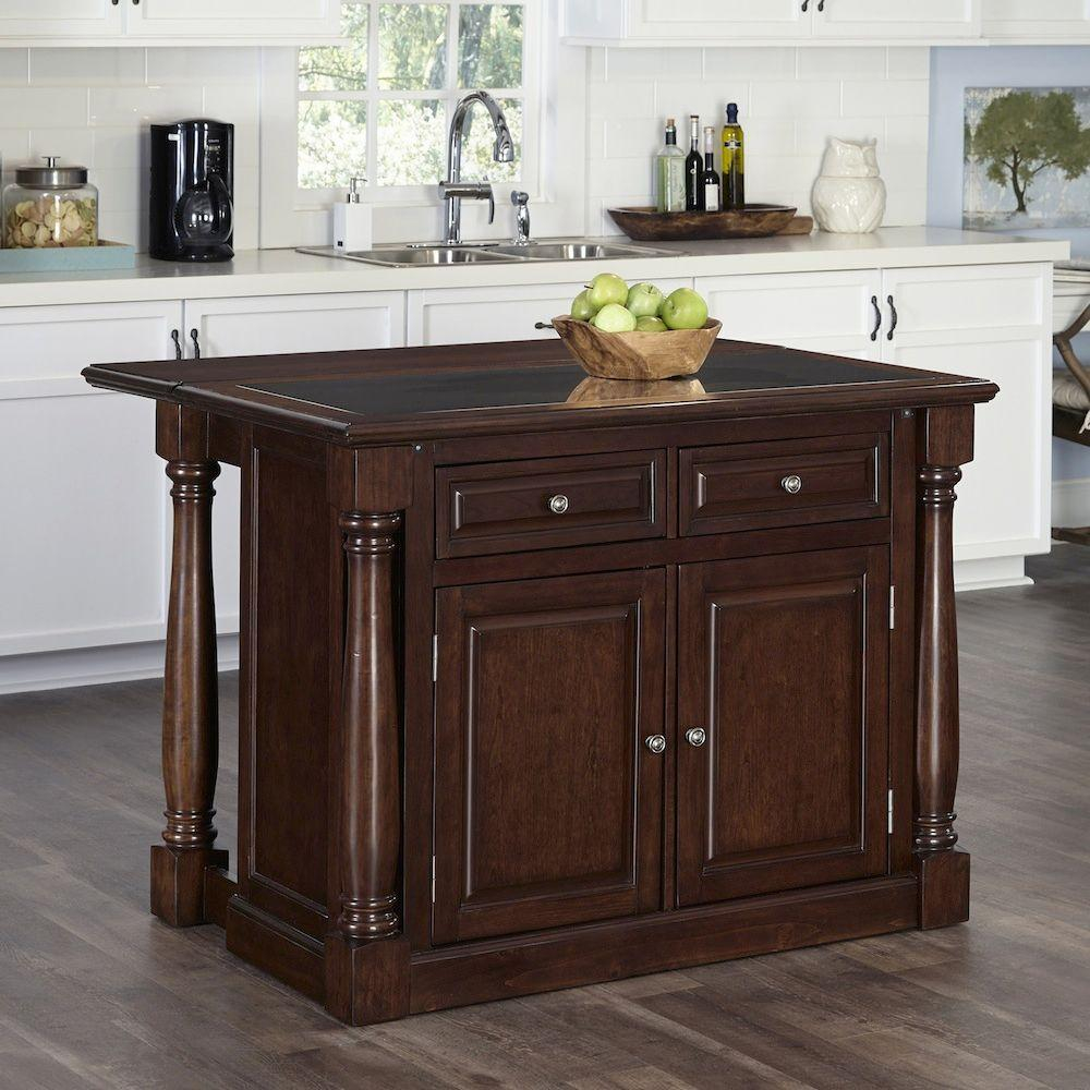 Kitchen Islands - Carts, Islands & Utility Tables - The Home Depot inside Classic Kitchen Island Cart, Cherry Wooden Frame With Sturdy Black Granite Top