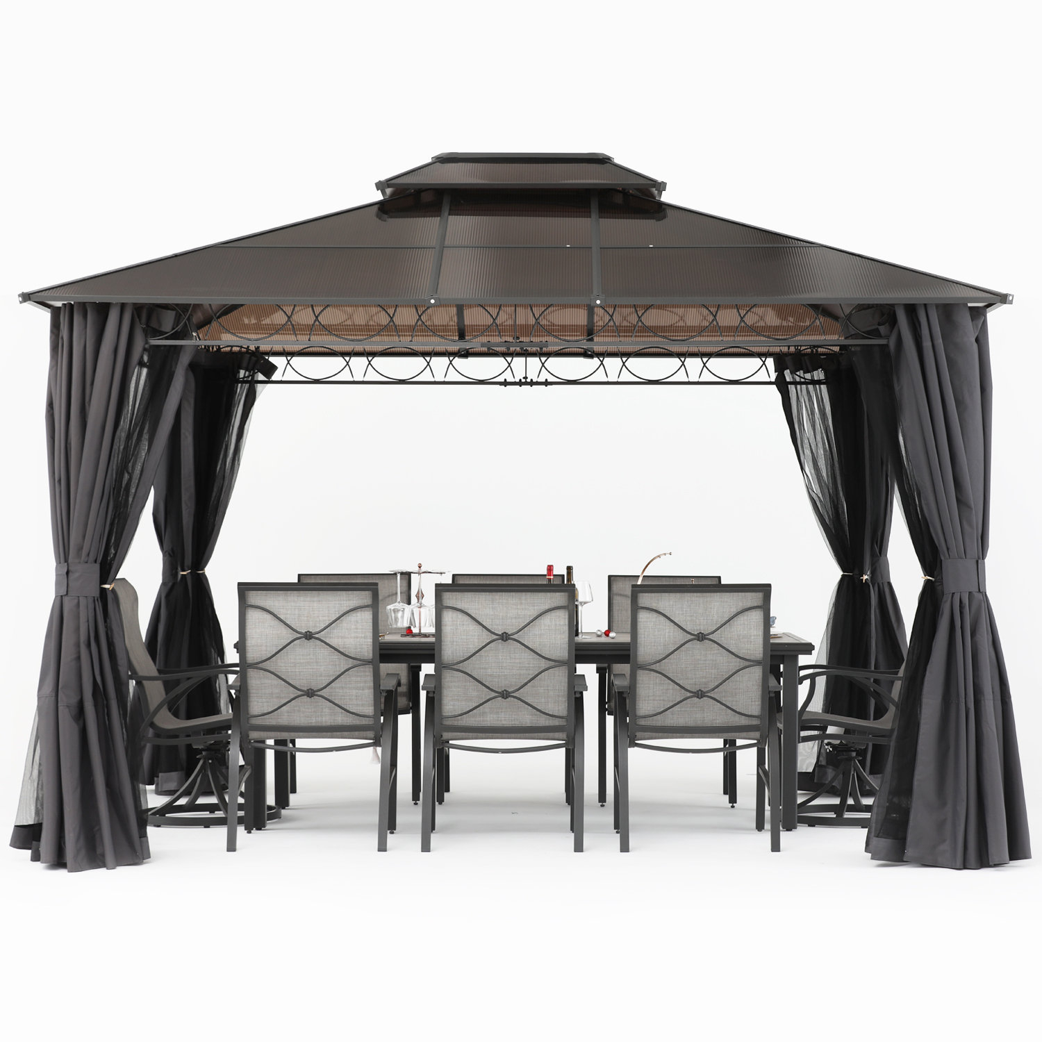 Mastercanopy 10 Ft. W X 10 Ft. D Metal Patio Gazebo | Wayfair intended for 10 Ft. W X 10 Ft. D Steel Patio Gazebo The Soft Roof Gazebos