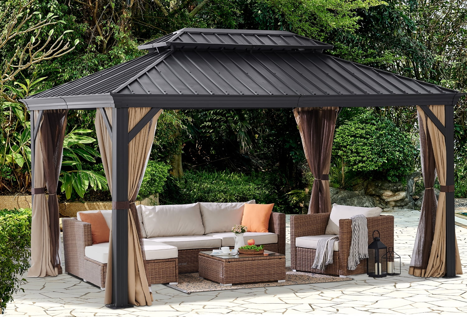 Mastercanopy Patio Aluminum 10X10 Hardtop Gazebo Brown with regard to Maximizing Your Outdoor Living with an Aluminum Hardtop Gazebo