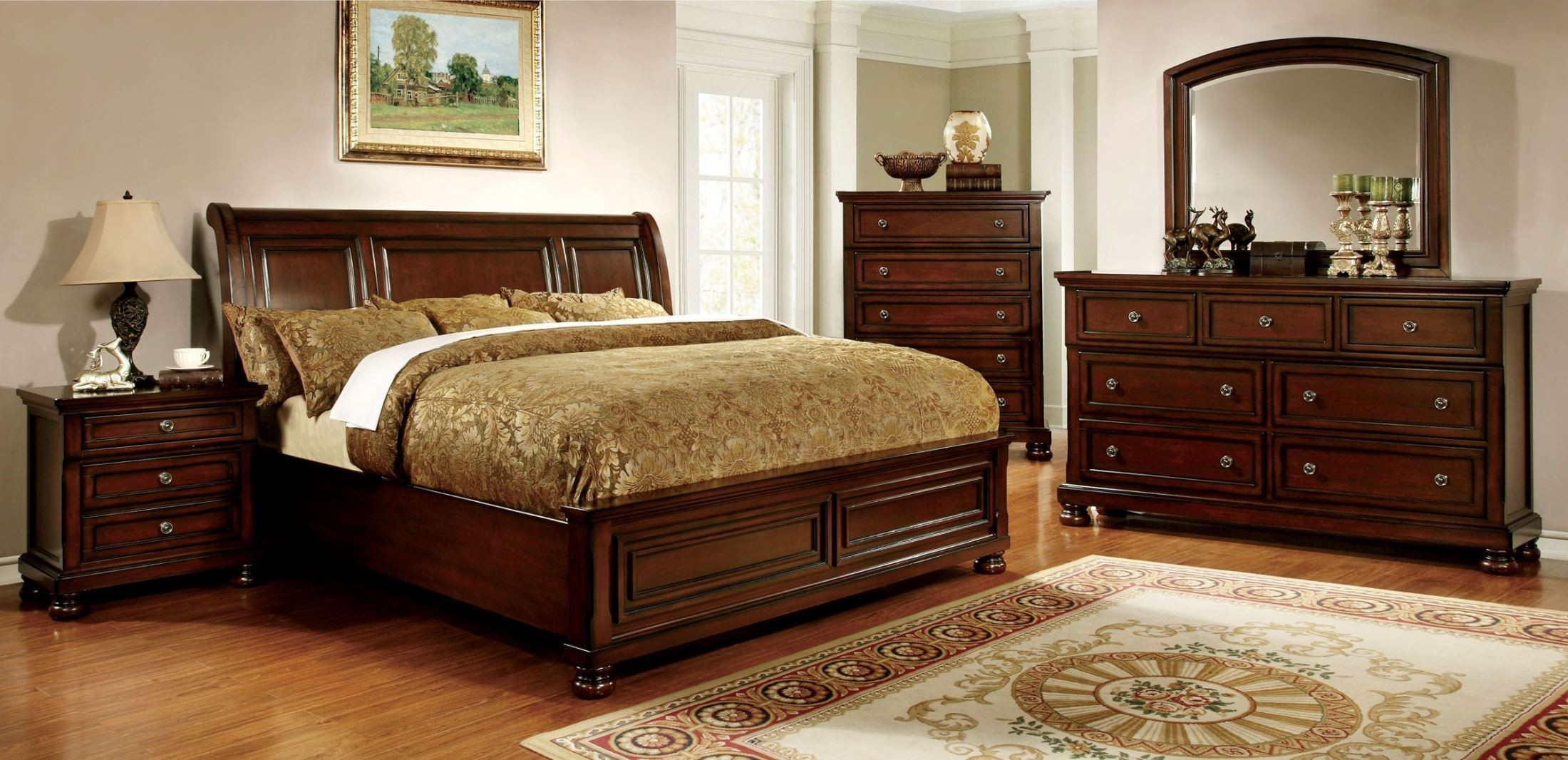 Northville Dark Cherry Bedroom Set From Furniture Of America (Cm7682Q ... pertaining to Sustainable Style: Examining the Materials and Craftsmanship of the Alton Cherry II Set