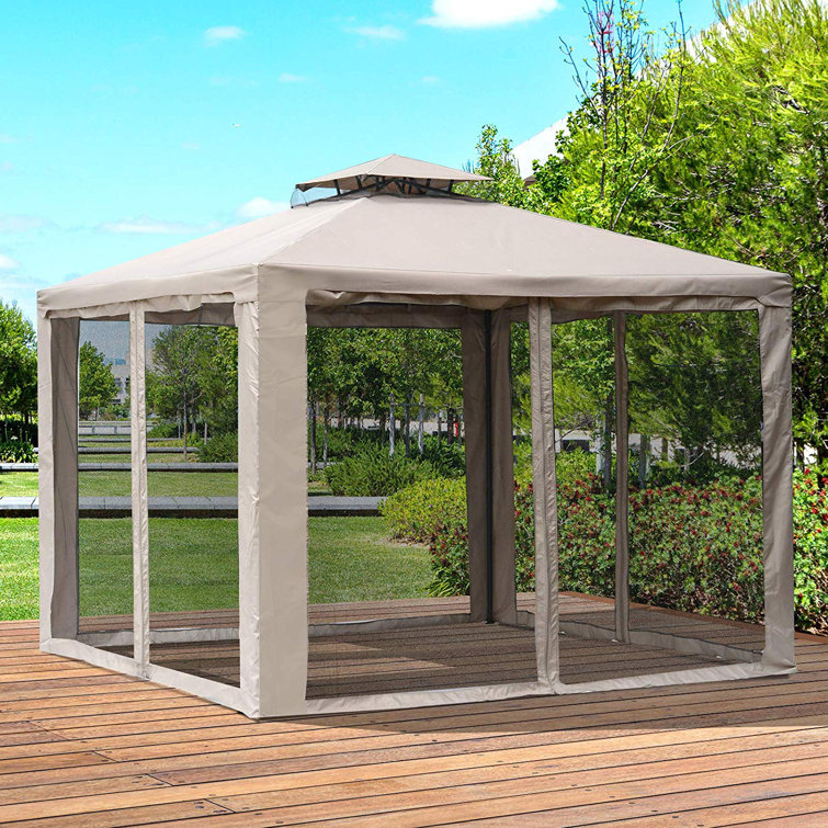 Outsunny 10 Ft. W X 10 Ft. D Metal Patio Gazebo & Reviews | Wayfair within 10 Ft. W X 10 Ft. D Steel Patio Gazebo The Soft Roof Gazebos