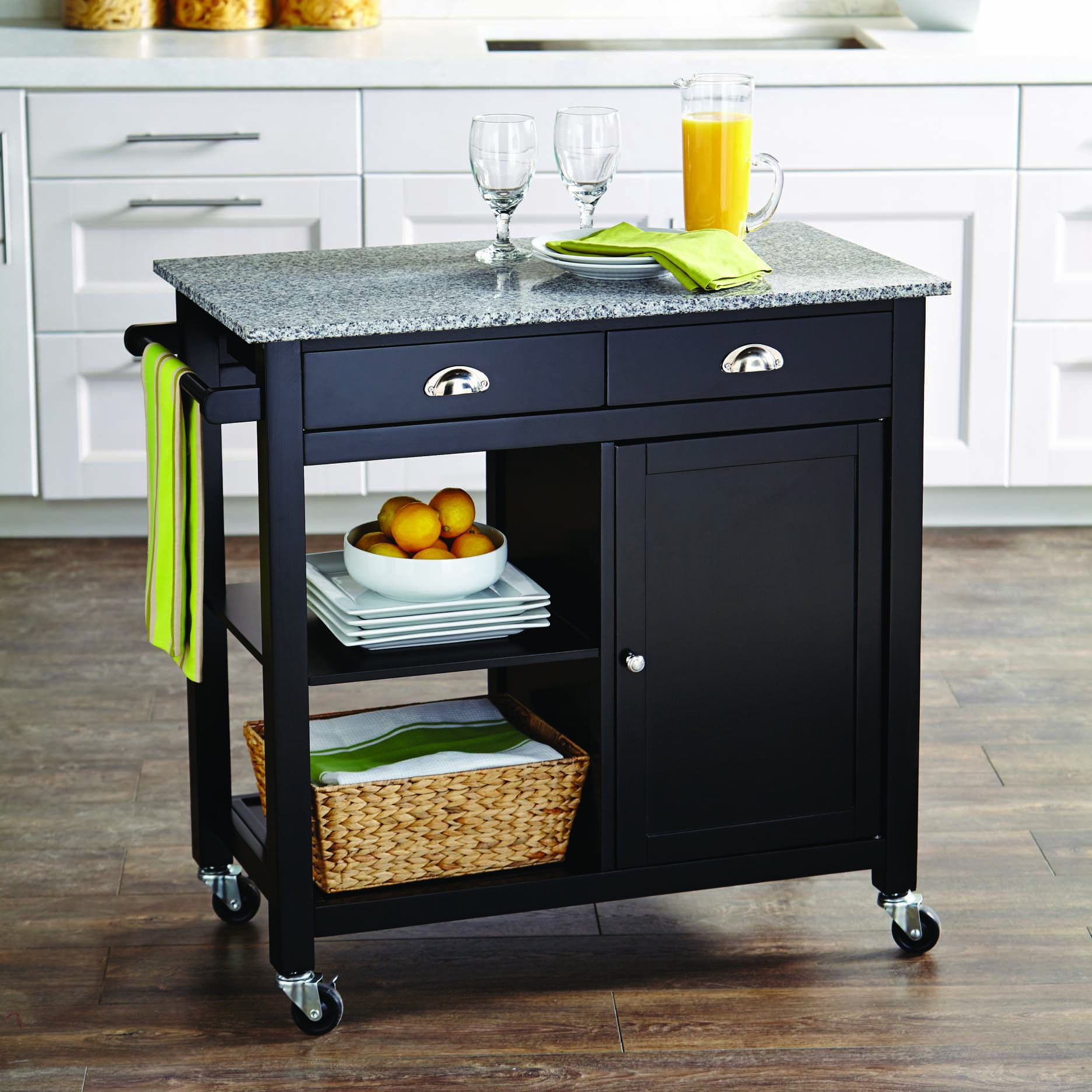 Portable Kitchen Island With Granite Countertop - Things In The Kitchen for Making the Most of Limited Space The Portable Kitchen Cart Solution