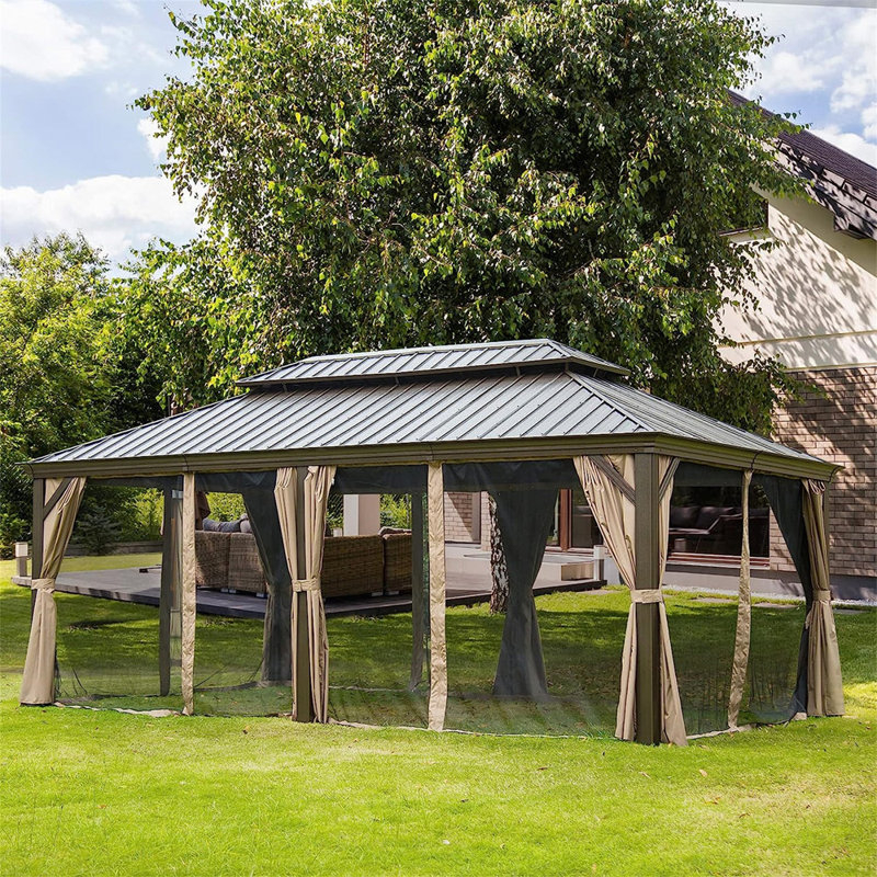 Pt Dua Hari Lucio 20 Ft. W X 12 Ft. D Aluminum Patio Gazebo | Wayfair for 20 Ft. W X 12 Ft. D Metal Patio Gazebo