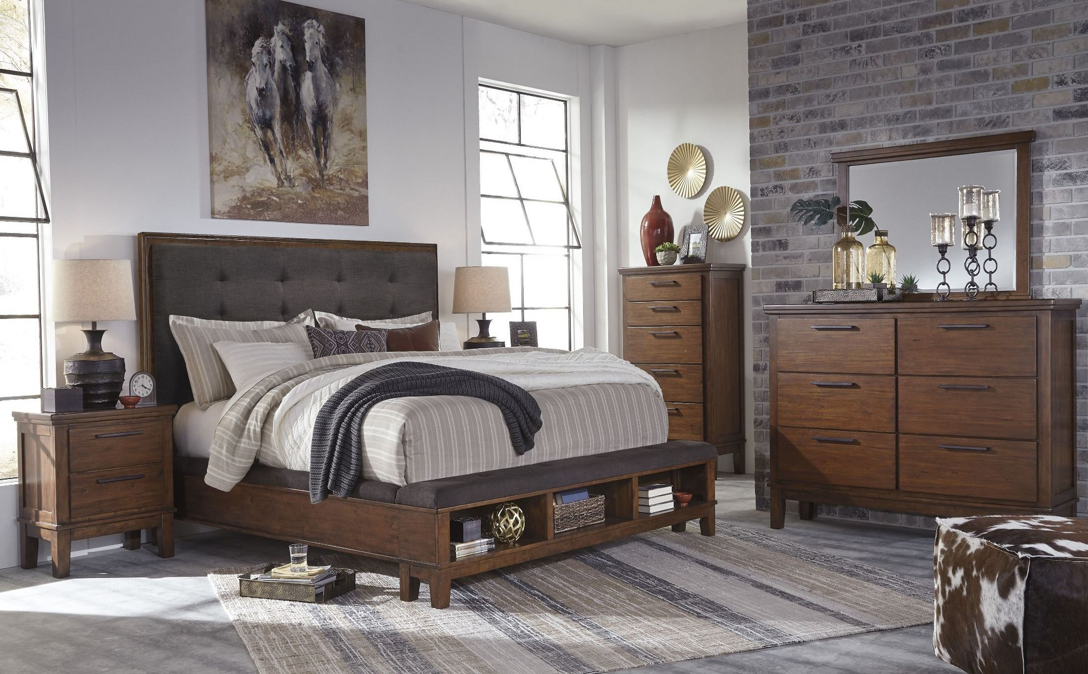 Ralene Dark Brown Upholstered Storage Bedroom Set, B594-57-54-96, Ashley in Designing Serenity A Guide to Styling Your Bedroom with Nate Berkus and Jeremiah Brent