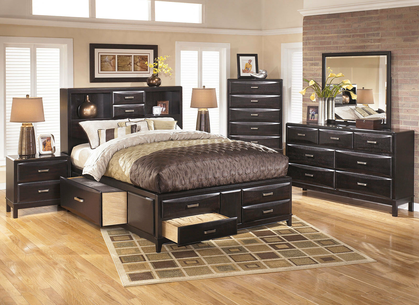Rio 5 Piece Modern Dark Espresso Finish Bedroom Set - Queen Platform ... with Creating a Cohesive Bedroom Aesthetic Focusing on the Larkin 3 Piece Set