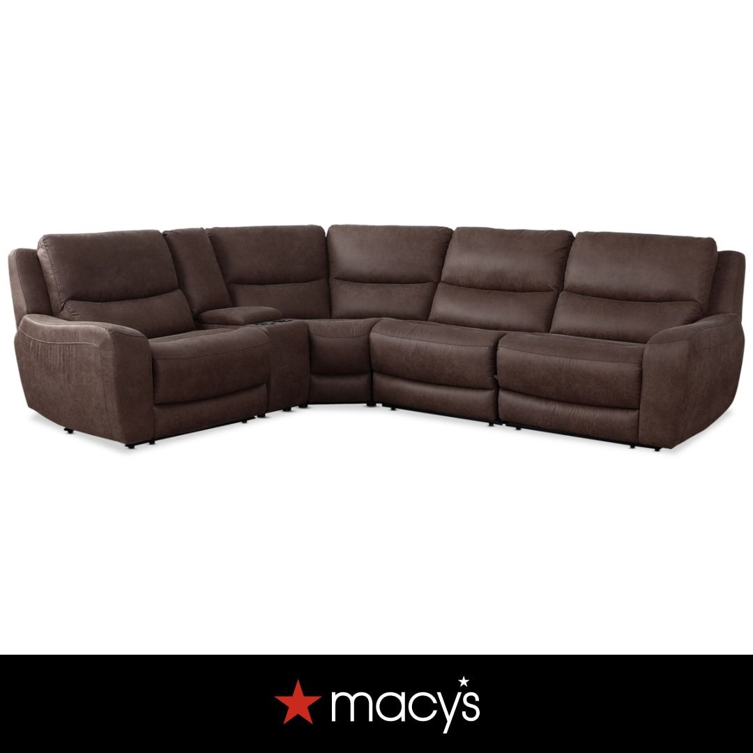 Tanico 5-Pc. Modular Sectional With 3 Power Motion Chairs & 1 Console ... pertaining to Choosing the Right Brown Arc Vegan Leather Sofa for Your Space
