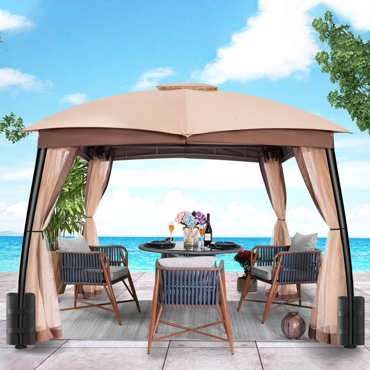 Tomwill 10 Ft. W X 10 Ft. D Steel Patio Gazebo | Wayfair in Soft Roof Gazebos vs Hardtop Which Option Best Suits Your Needs and Style