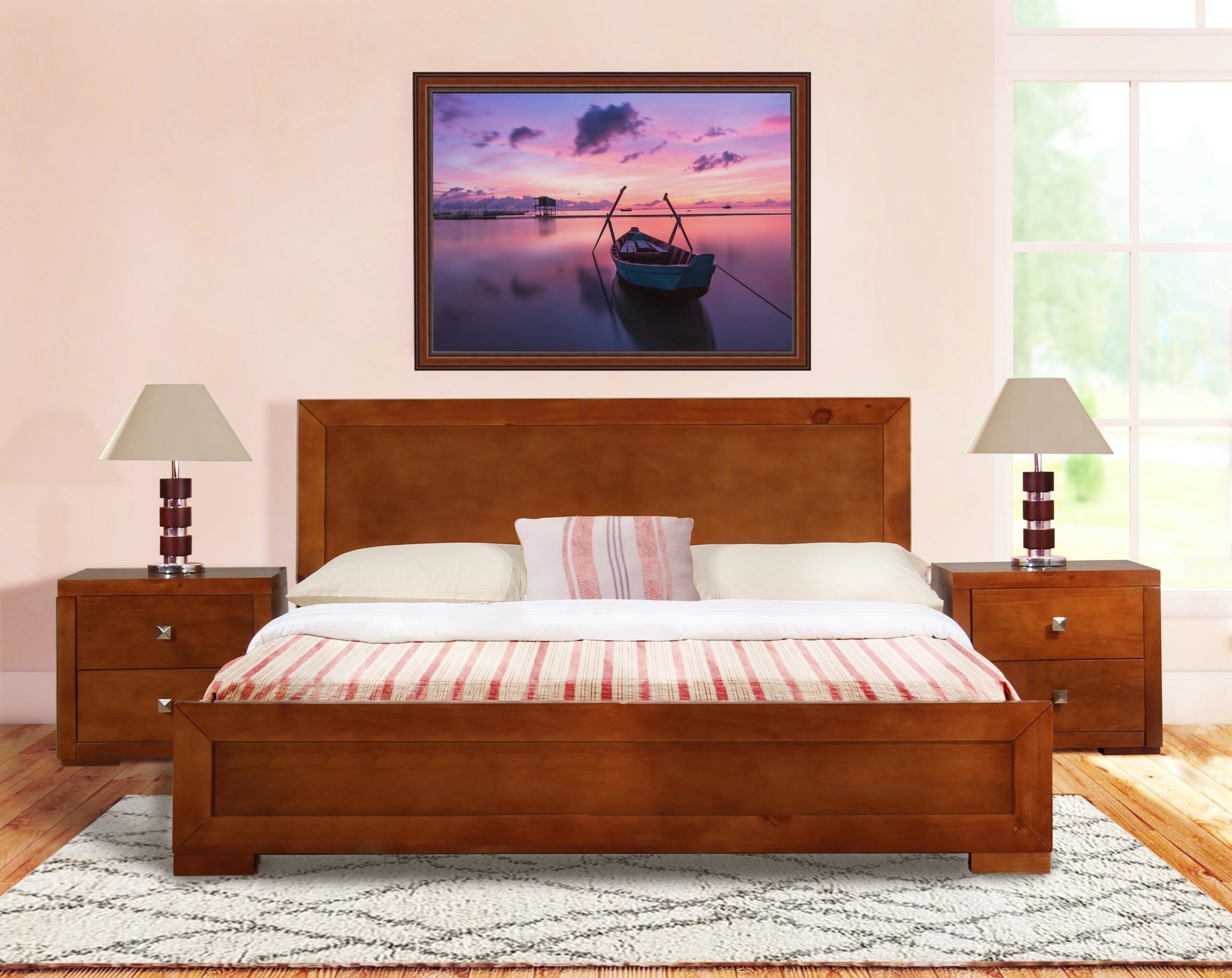 Trent Wooden Platform Bed, Queen, Cherry - Walmart.com - Walmart.com within Building Your Bedroom Sanctuary A Practical Guide to the Alton Cherry II Collection