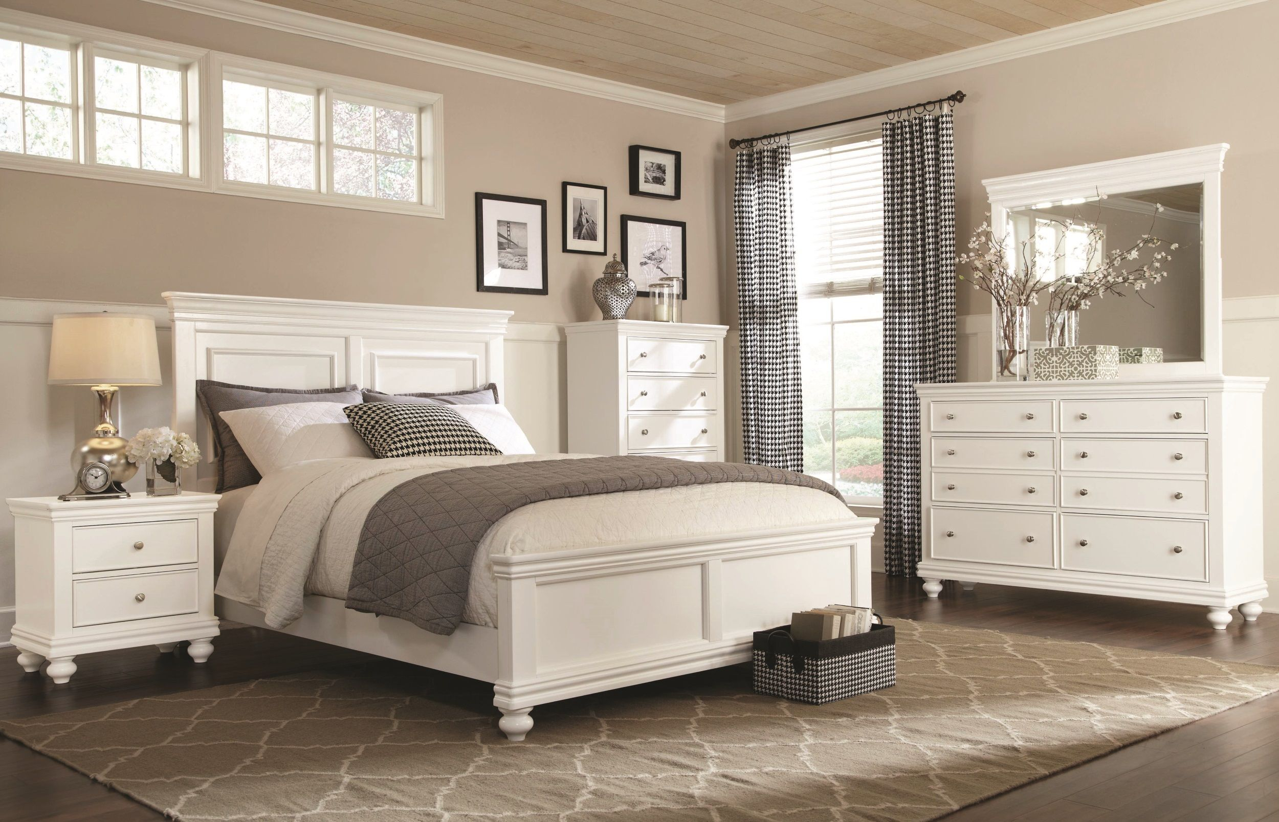 What Color Furniture Would Look Best In Your White Bedroom? throughout Baylie White King 3 Piece Bedroom Set With 2 1 Drawer Nightstands
