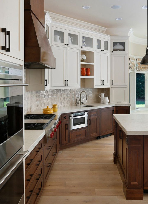 Will I Regret Two Tone White & Walnut Kitchen Cabinets? regarding Austin 2-Piece Kitchen Set, Upper Wall Cabinet & Kitchen Island, White/Walnut