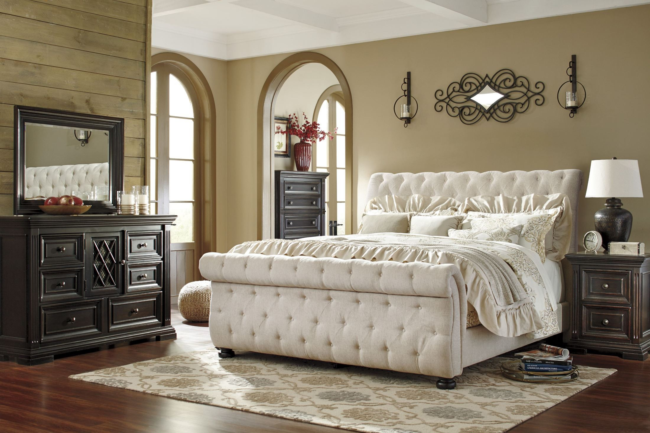 Willenburg Linen King Upholstered Sleigh Bed From Ashley | Coleman ... with regard to Sleigh