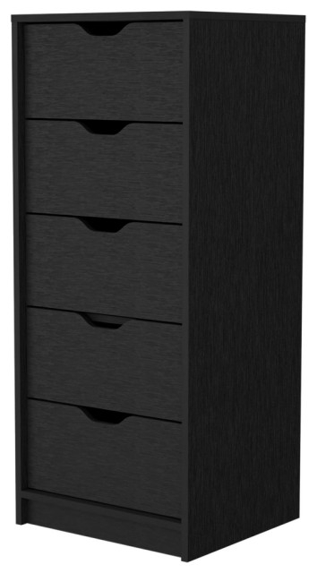 18" Black Manufactured Wood Five Drawer Narrow Dresser - Transitional ... regarding How to Organize Your Clothes Efficiently Using a Five Drawer Dresser