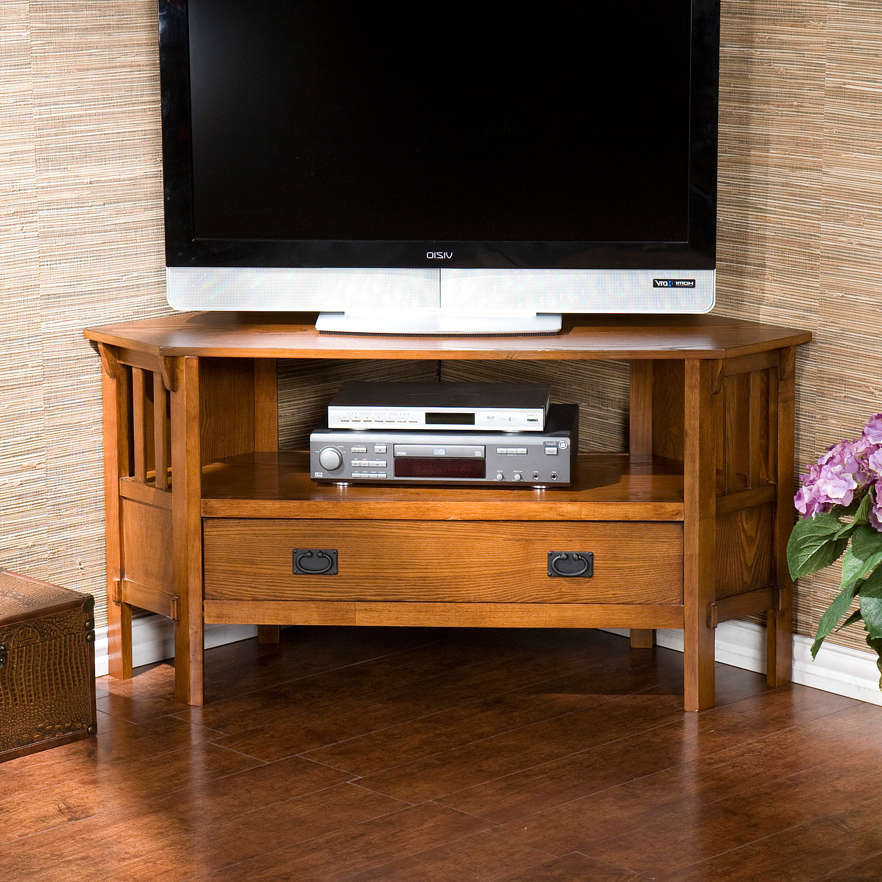 20 The Best Dark Wood Corner Tv Stands regarding From Clutter to Calm How a Corner TV Console Transforms a Room