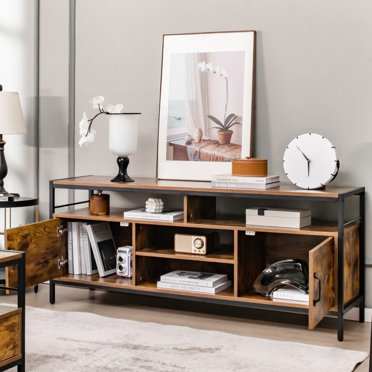 58 Inch Industrial Tv Stand With Cabinets And Adjustable Shelf For Tvs ... for Choosing the Right Industrial 58" TV Stand for Your Living Room