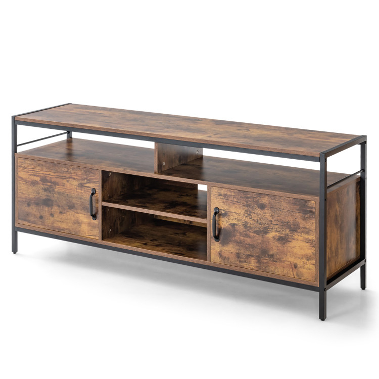 58 Inch Industrial Tv Stand With Cabinets And Adjustable Shelf For Tvs ... intended for Choosing the Right Industrial 58" TV Stand for Your Living Room