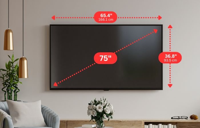 75-Inch Tv Dimensions In Cm & Inches - Blue Cine Tech within