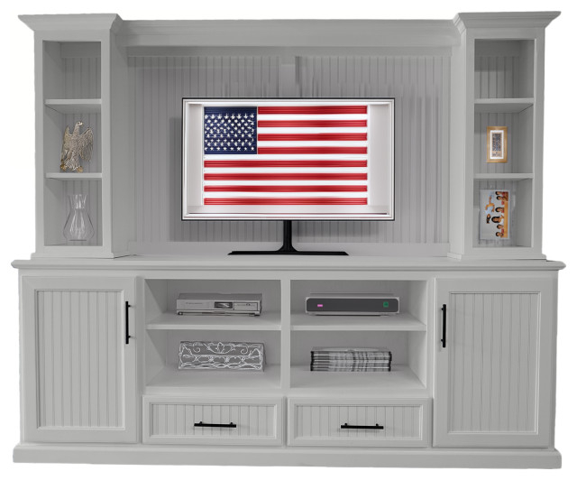 80" Modern Coastal Entertainment Center With Hutch - Transitional ... pertaining to 80" Modern Coastal Entertainment Center With Hutch, Summer Sage