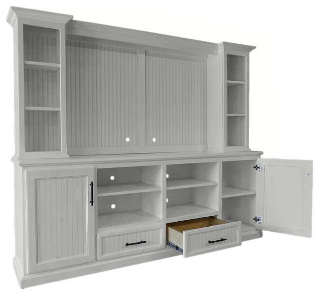 90" Modern Coastal Entertainment Center With Hutch - Transitional ... for Beyond the Basics Essential Considerations for Choosing an 80" Entertainment Center With Hutch