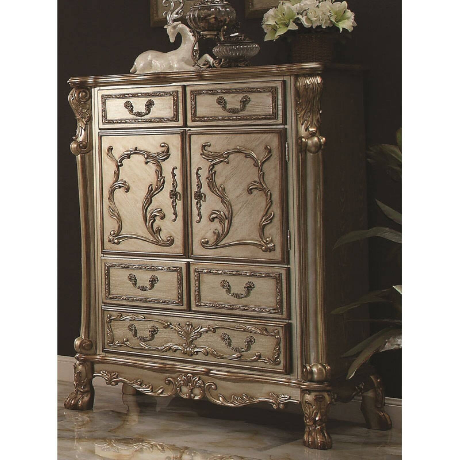 Acme Dresden Chest, Gold Patina &Amp; Bone-Color:gold Patina &Amp; Bone ... pertaining to From Concept to Living Room: The Story Behind the ACME Dresden Entertainment Center's Unique Appeal