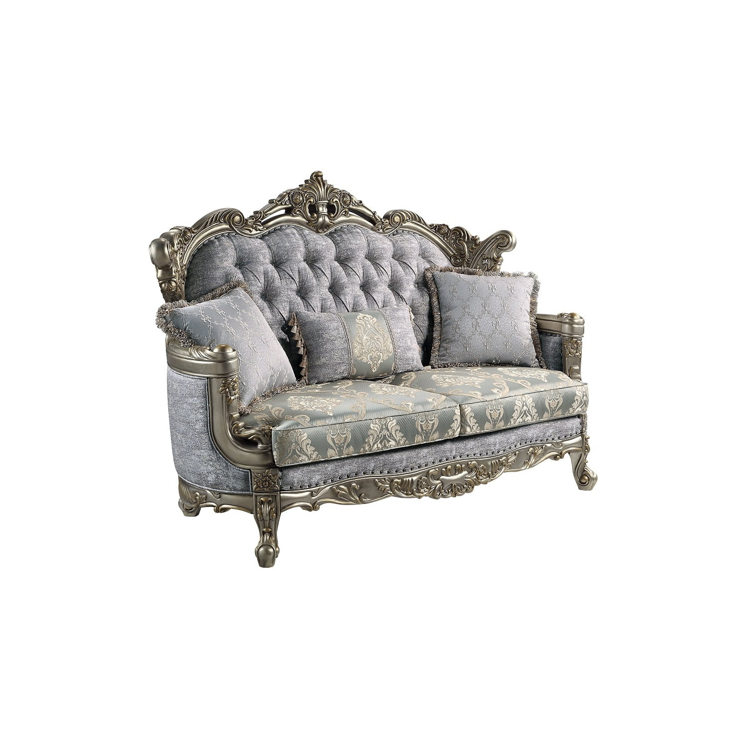 Acme Furniture Miliani Tufted Fabric &Amp; Wood Sofa With 5 Pillows In Gray ... regarding Unveiling the Craftsmanship Behind the ACME Furniture Miliani Sofa