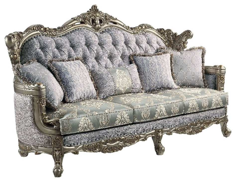 Acme Furniture Miliani Tufted Fabric &Amp; Wood Sofa With 5 Pillows In Gray ... with Unveiling the Craftsmanship Behind the ACME Furniture Miliani Sofa