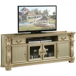 Acme Vendome Ii Tv Console, Gold Patina &Amp; Bone regarding Acme Vendome Ii Entertainment Center Gold Patina And Bone