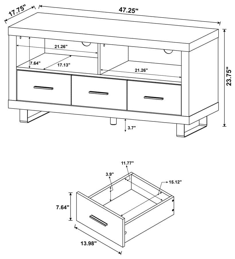 Alton 48" 3-Drawer Tv Console Black Oak - Sibos Furniture regarding Maximizing Space and Style The Alton 3-Drawer TV Stand Solution